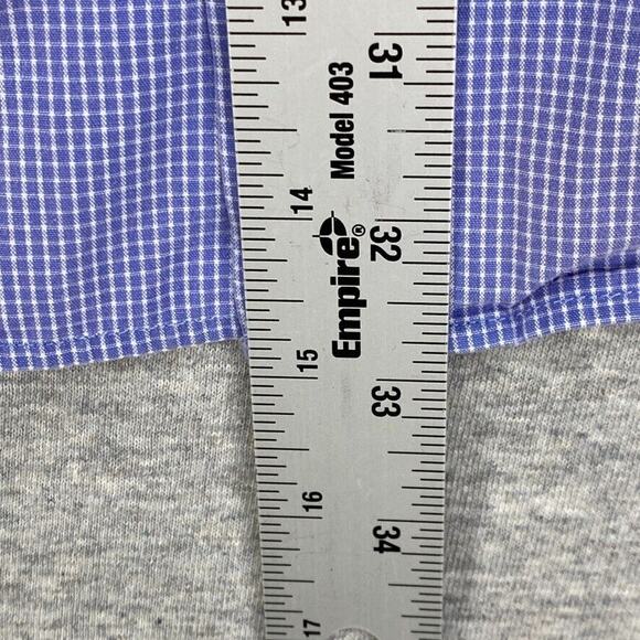 Nautica Shirt Mens 18 Blue Check Button Up Long Sleeve Casual Cotton Collared - Picture 10 of 11